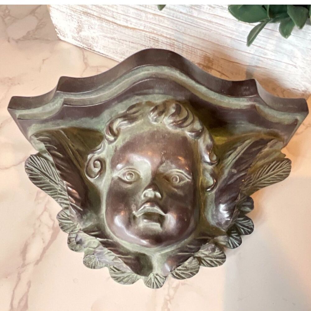 Beautiful Cherub face wall shelf; gorgeous details must see